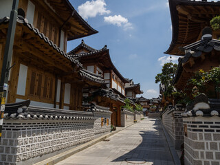Obraz premium The street view of Eunpyeong Hanok Village in South Korea
