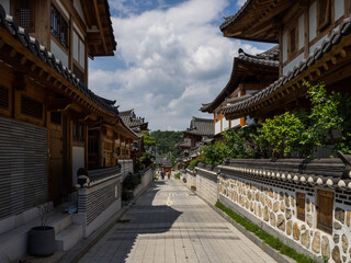 Fototapeta premium The street view of Eunpyeong Hanok Village in South Korea