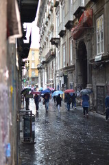 Rainy Day Old Town Neapel Naples narrow Street