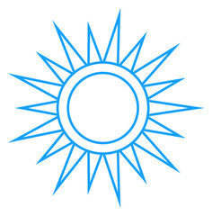 Blue sun symbol. Stylized rays star icon