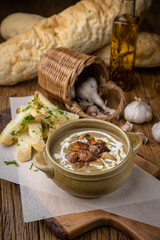 delicious soup prepared in the restaurant by the chef

