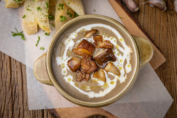 delicious soup prepared in the restaurant by the chef

