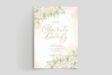 hand drawn watercolor floral and leaves background wedding card design