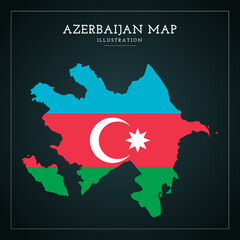 Flat Azerbaijan Map Flag Vector Illustration	