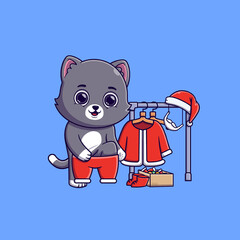 cute cat wearing santa costume