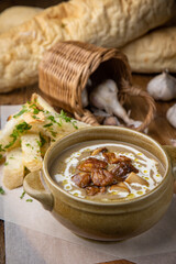 delicious soup prepared in the restaurant by the chef

