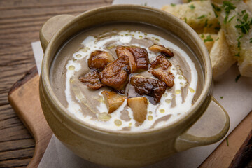 delicious soup prepared in the restaurant by the chef


