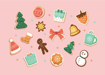 merry christmas cookies vector illustration