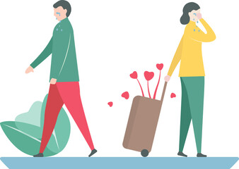 Broken heart of lover. Scene is designed in winter season.