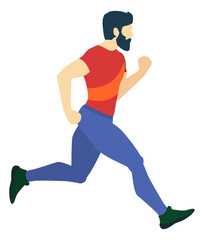 Man running fast. Marathon training. Speed competition