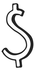 Fototapeta premium Dollar sign doodle. Black money currency icon