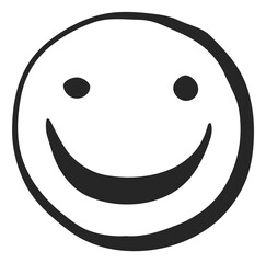 Smile face icon. Hand drawn happy symbol