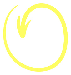 Doodle arrow circle. Round yellow sketch sign