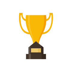 Winner trophy vector. Flat Illustration of Golden Trophy or cup, sports award, or champion.