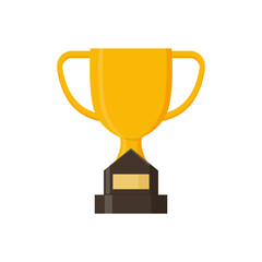 Winner trophy vector. Flat Illustration of Golden Trophy or cup, sports award, or champion.