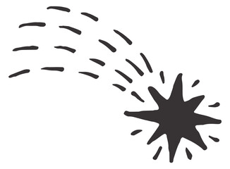 Comet sketch. Doodle star falling. Luck symbol © LadadikArt