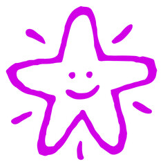 Smiling star. Hand drawn funny happy character