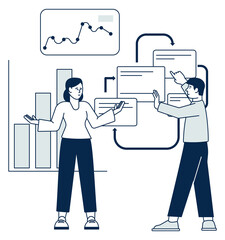 Business report discussion. Team analyzing work data