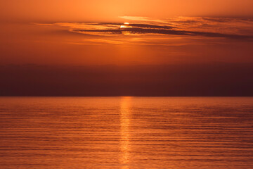 Scenic view of perfect summer orange sunset over Mediterranean sea at  Saint Tropez in south of France