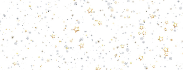 Abstract Gold Star Falling Soft Focus Background, 3D rendering.