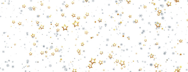Abstract Gold Star Falling Soft Focus Background, 3D rendering.