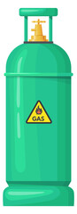 Green tank with flamable gas. Cartoon fuel container