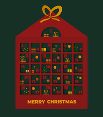Christmas advent calendar paper cut style