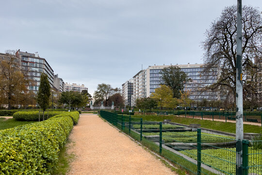 Green foliage at Ambiorix square in Brussels