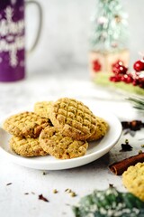 Savory spiced Indian masala cookies or biscuits, selective focus