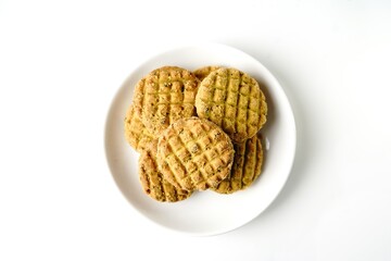 Savory spiced Indian masala cookies or biscuits, selective focus