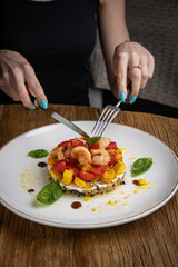 a delicious salad prepared in the restaurant by the chef
