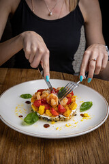 a delicious salad prepared in the restaurant by the chef
