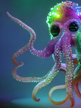 Bunter Oktopus, abstrakte 3D Illustration