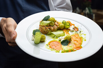 a delicious salad prepared in the restaurant by the chef
