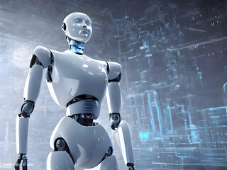 Wei&szlig;er Cyborg aus der Zukunft, Roboter mit k&uuml;nstlicher Intelligenz