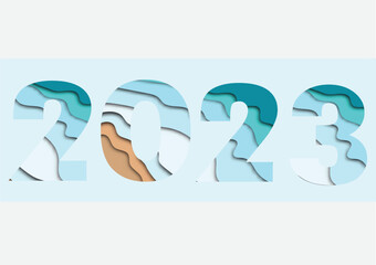 2023 happy new year.Paper cut 2023 word for new year festival.card,happy,Vector concept luxury designs and new year celebration.