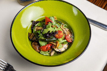 a delicious salad prepared in the restaurant by the chef
