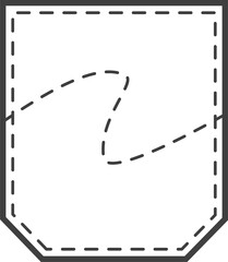 Denim pocket patch. Outline element for uniform or casual style clothes, dresses and shirts. Line illustration 
