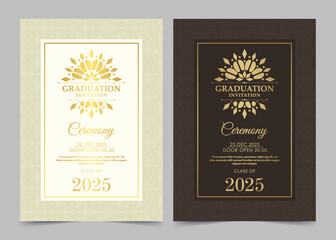 Elegant graduation invitation template with ornament
