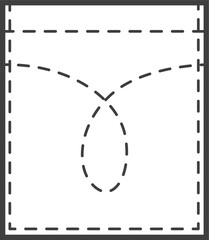 Denim pocket patch. Outline element for uniform or casual style clothes, dresses and shirts. Line illustration 
