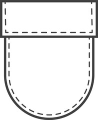 Denim pocket patch. Outline element for uniform or casual style clothes, dresses and shirts. Line illustration 
