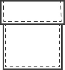 Denim pocket patch. Outline element for uniform or casual style clothes, dresses and shirts. Line illustration 
