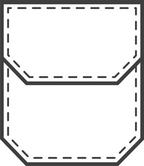 Denim pocket patch. Outline element for uniform or casual style clothes, dresses and shirts. Line illustration 
