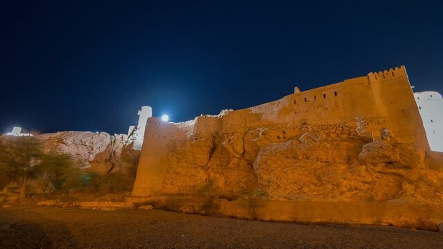 4k Time lapse at night with star at Sulaif Fort, Ibri, Oman
