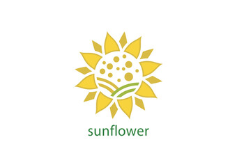 Sunflower with bubbles inside logo concept