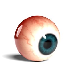 Side view of realistic human eyeball isolated on wihte background, 3D rendering