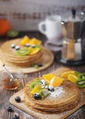 Crepes or bliny with fruit