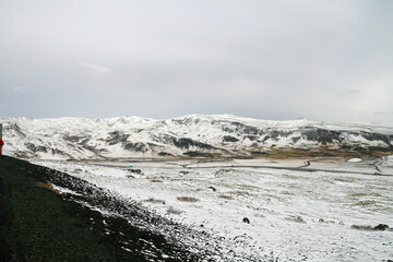 Volcanic green snowy moss landscape in Iceland 3