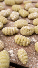 close up of Spinach gnocchi with flour