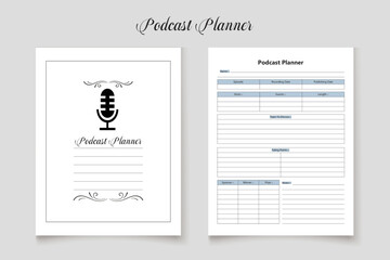 Podcast planner kdp interior log book design